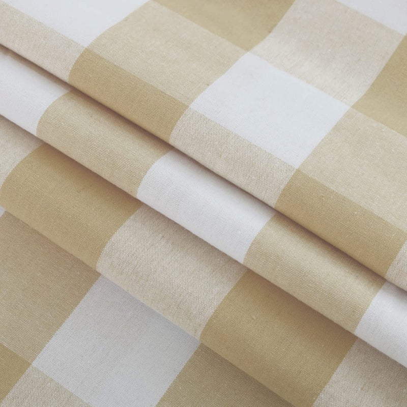 NATUS WEAVER 3 Pc Cotton Classic Country Farmhouse Kitchen Window Curtain -Beige & White Buffalo Check Tier & Valance Set, 54" x 18" / 27" x 36" - Image 4